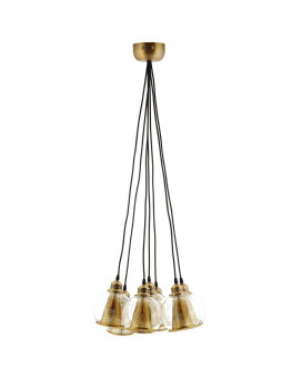 Peak Brass Cone And Glass Globe Cluster Pendant Chandelier