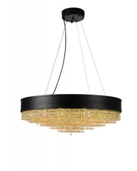 15 Light Drum Shade Chandelier With Black Finish