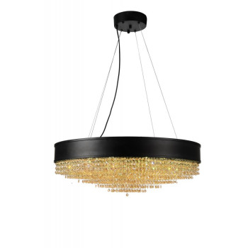 15 Light Drum Shade Chandelier With Black Finish