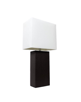 Contemporary Leather Base Table Lamp Jet Black