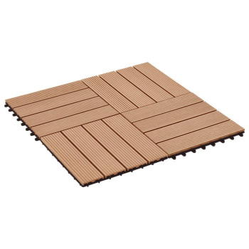 Vidaxl 11 Pcs Decking Tiles Wpc 118X118 1 Sqm Teak Color