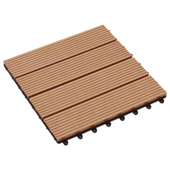 Vidaxl 11 Pcs Decking Tiles Wpc 118X118 1 Sqm Teak Color