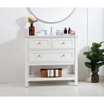 36 In Single Bathroom Vanity Set In White