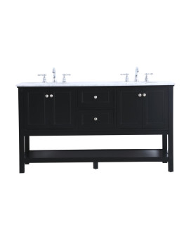 60 In Double Sink Bathroom Vanity Set In Black