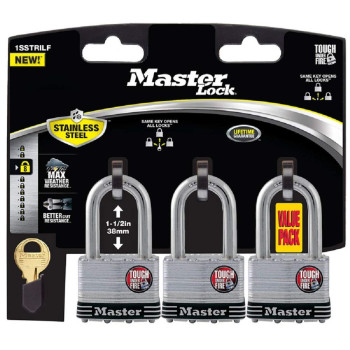 Master Lock Padlock 1 34In Pin Tumbler Keyed Dual Ball Bearing 2Pk