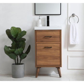 18 Inch Bathroom Vanity In Walnut Brown