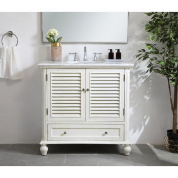 36 Inch Single Bathroom Vanity In Antique White