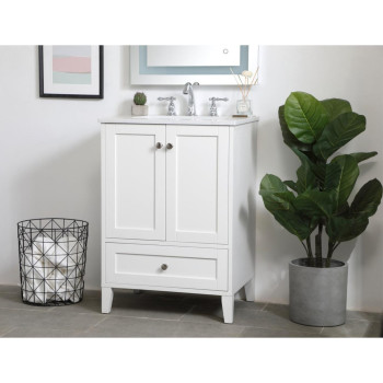 24 Inch Single Bathroom Vanity In White