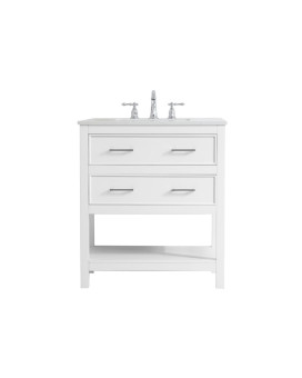 30 Inch Single Bathroom Vanity In White