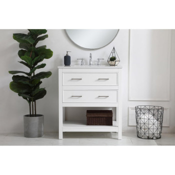 30 Inch Single Bathroom Vanity In White