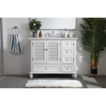 42 Inch Single Bathroom Vanity In Antique White