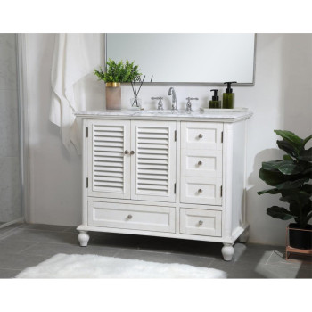 42 Inch Single Bathroom Vanity In Antique White