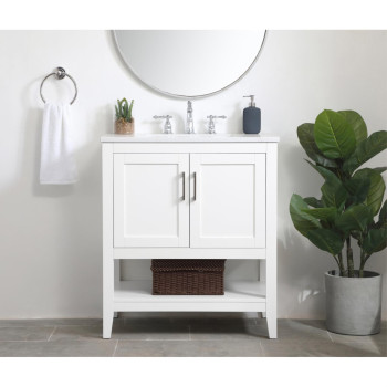 30 Inch Single Bathroom Vanity In White