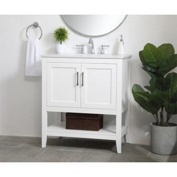 30 Inch Single Bathroom Vanity In White