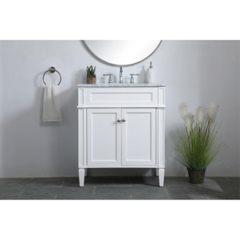 30 Inch Single Bathroom Vanity In White