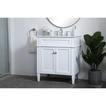 30 Inch Single Bathroom Vanity In White