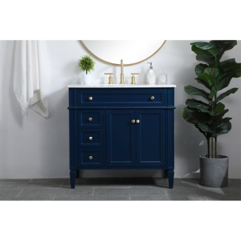 36 Inch Single Bathroom Vanity In Blue