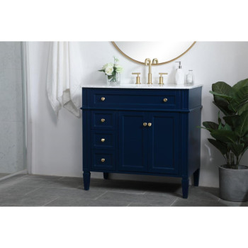 36 Inch Single Bathroom Vanity In Blue