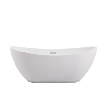 62 Inch Soaking Bathtub In Glossy White