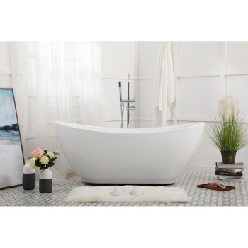 62 Inch Soaking Bathtub In Glossy White