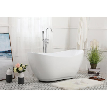 62 Inch Soaking Bathtub In Glossy White