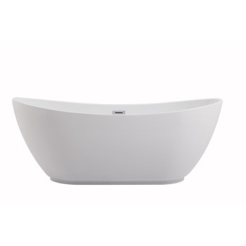 67 Inch Soaking Bathtub In Glossy White