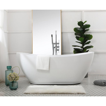 67 Inch Soaking Bathtub In Glossy White