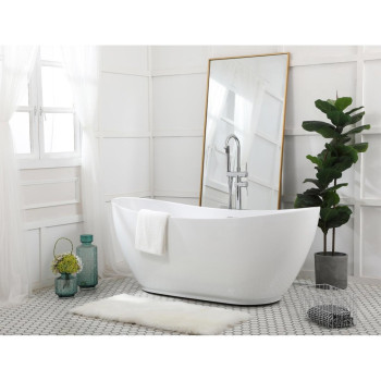 67 Inch Soaking Bathtub In Glossy White