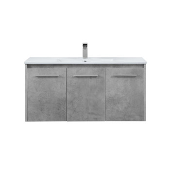 40 Inch Single Bathroom Floating Vanity In Concrete Grey