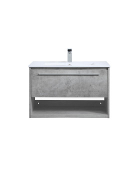 30 Inch Single Bathroom Floating Vanity In Concrete Grey