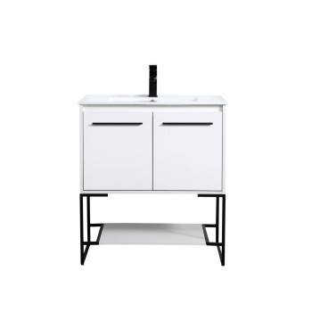 30 Inch Single Bathroom Vanity In White