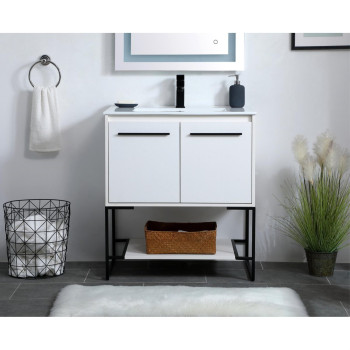 30 Inch Single Bathroom Vanity In White