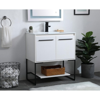 30 Inch Single Bathroom Vanity In White