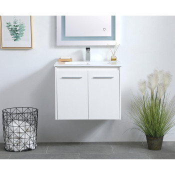 24 Inch Single Bathroom Floating Vanity In White