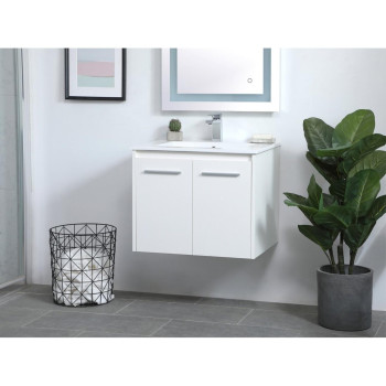 24 Inch Single Bathroom Floating Vanity In White