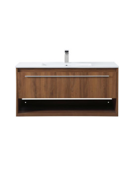 40 Inch Single Bathroom Floating Vanity In Walnut Brown