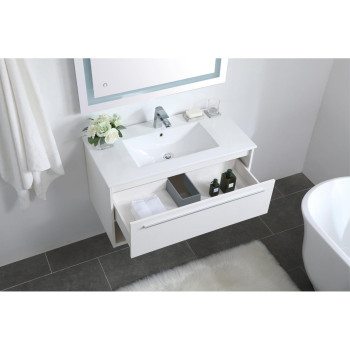 36 Inch Single Bathroom Floating Vanity In White