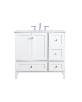 36 Inch Single Bathroom Vanity In White