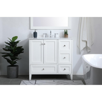 36 Inch Single Bathroom Vanity In White