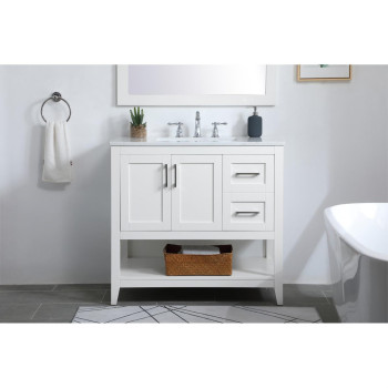 36 Inch Single Bathroom Vanity In White