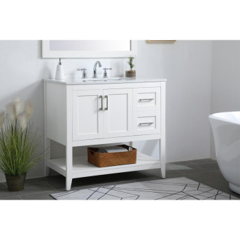 36 Inch Single Bathroom Vanity In White