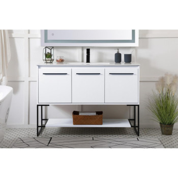 48 Inch Single Bathroom Vanity In White