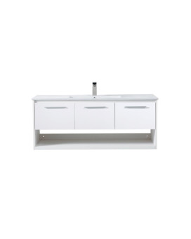 48 Inch Single Bathroom Floating Vanity In White