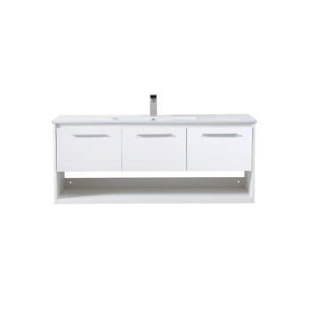 48 Inch Single Bathroom Floating Vanity In White