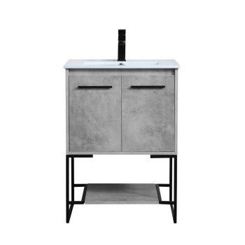 24 Inch Single Bathroom Vanity In Concrete Grey