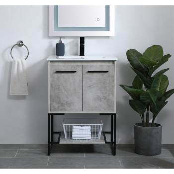 24 Inch Single Bathroom Vanity In Concrete Grey