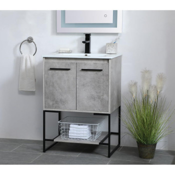 24 Inch Single Bathroom Vanity In Concrete Grey