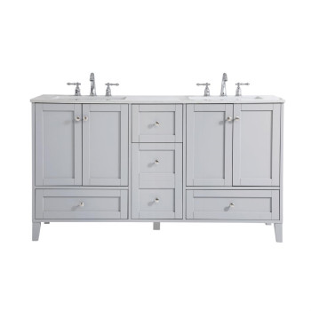 60 Inch Double Bathroom Vanity In Grey