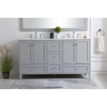 60 Inch Double Bathroom Vanity In Grey