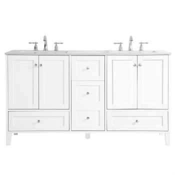 60 Inch Double Bathroom Vanity In White